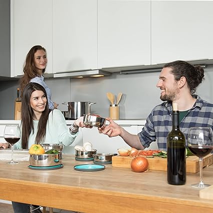 Relaxdays Bowl Set with Lids, 4-Pieces Stainless Steel Storage Containers Blue