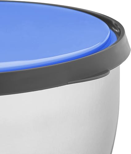 Relaxdays Bowl Set with Lids, 4-Pieces Stainless Steel Storage Containers Blue