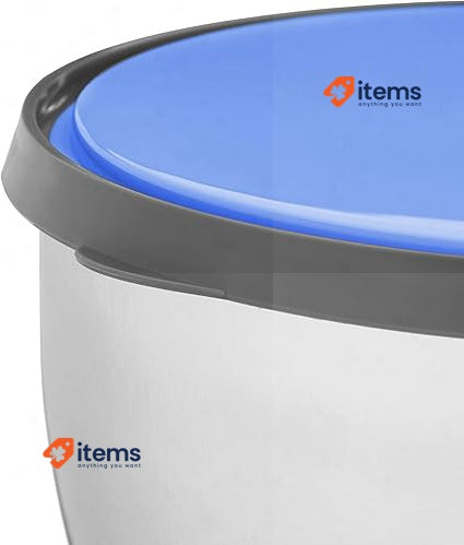Relaxdays Bowl Set With Lids, 4 - Pieces Stainless Steel Storage Containers Blue