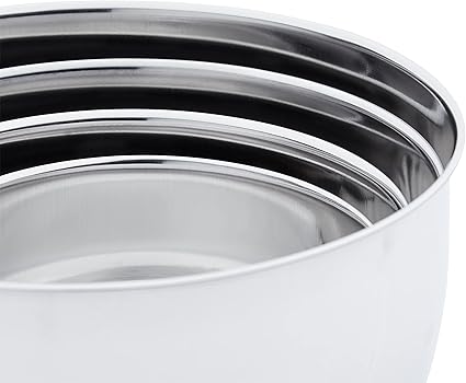 Relaxdays Bowl Set with Lids, 4-Pieces Stainless Steel Storage Containers Blue