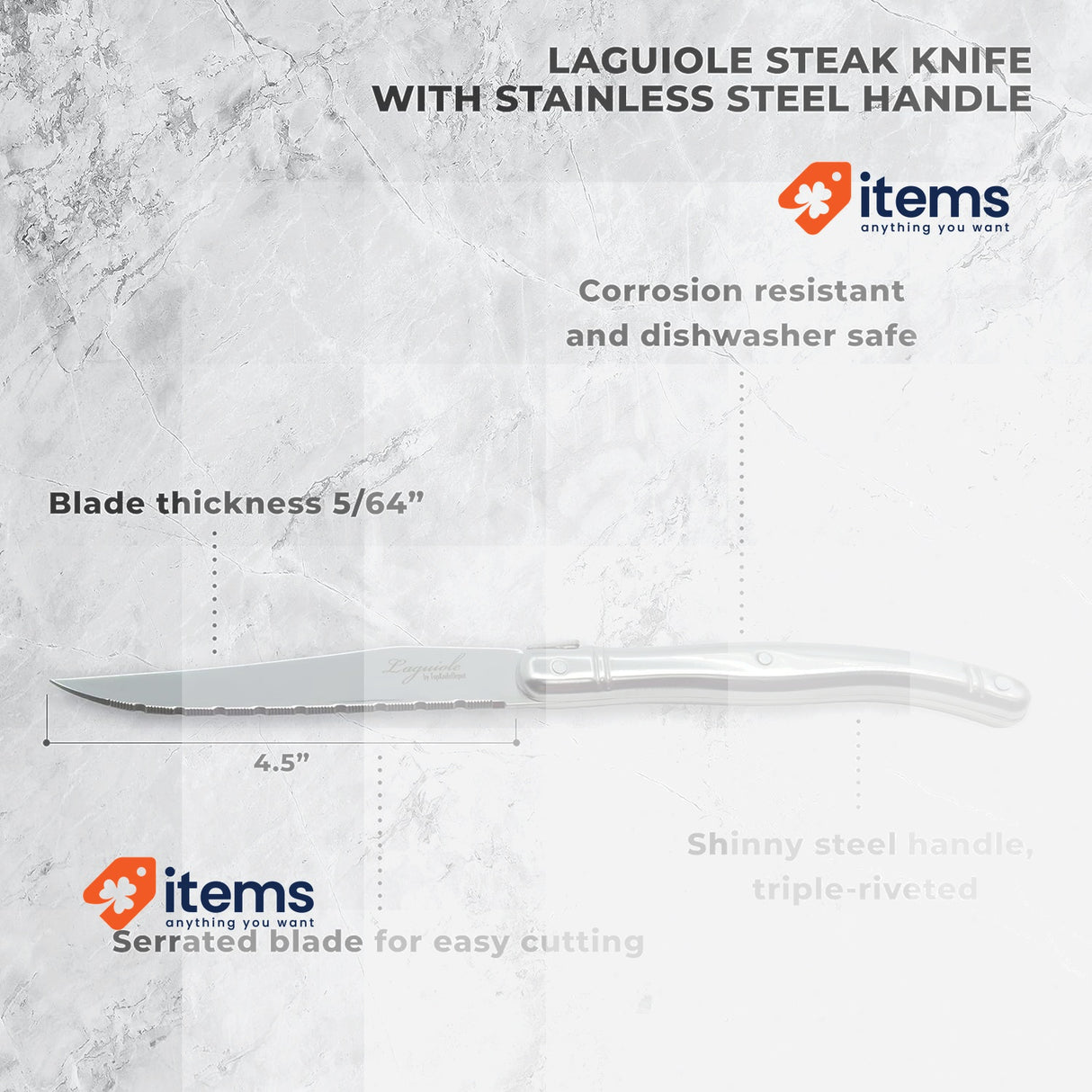 Laguiole Production - 6 knive block for meat with wooden storage block Steak