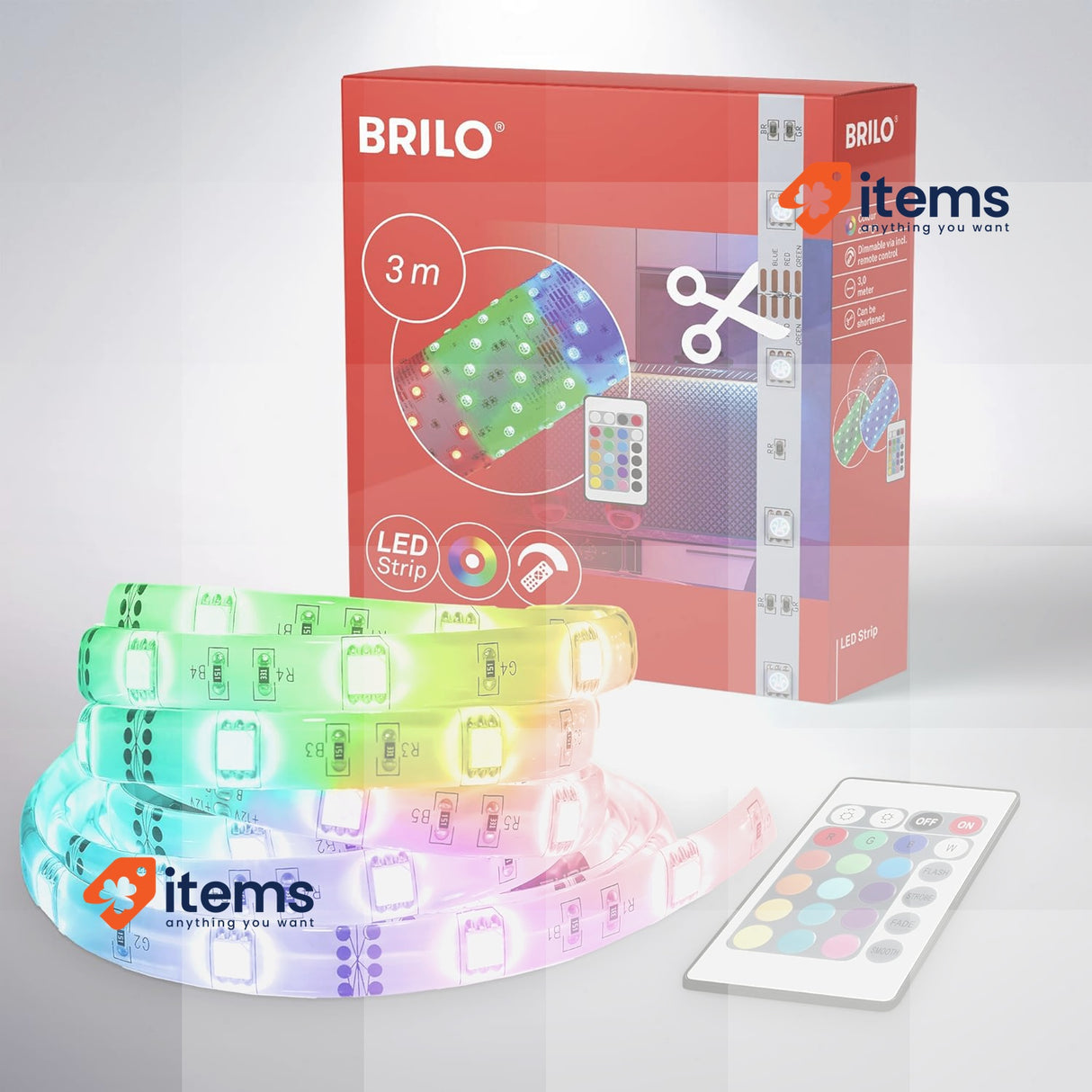 BRILONER Leuchten – 3 m LED Strip, Dimmable 12 Watt, White