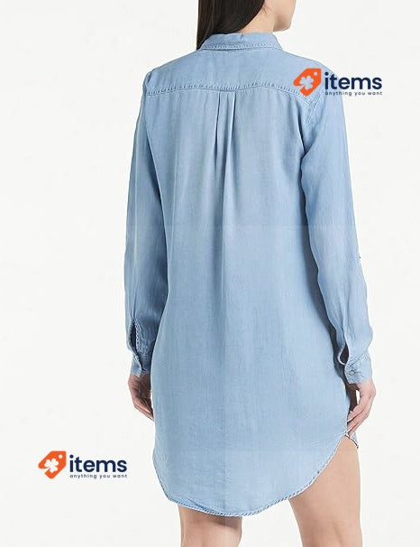 Vero Moda Women s Jeans Blouse Dress Silla 10184172 Light Blue Denim Size Large