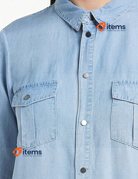 Vero Moda Women s Jeans Blouse Dress Silla 10184172 Light Blue Denim Size Large