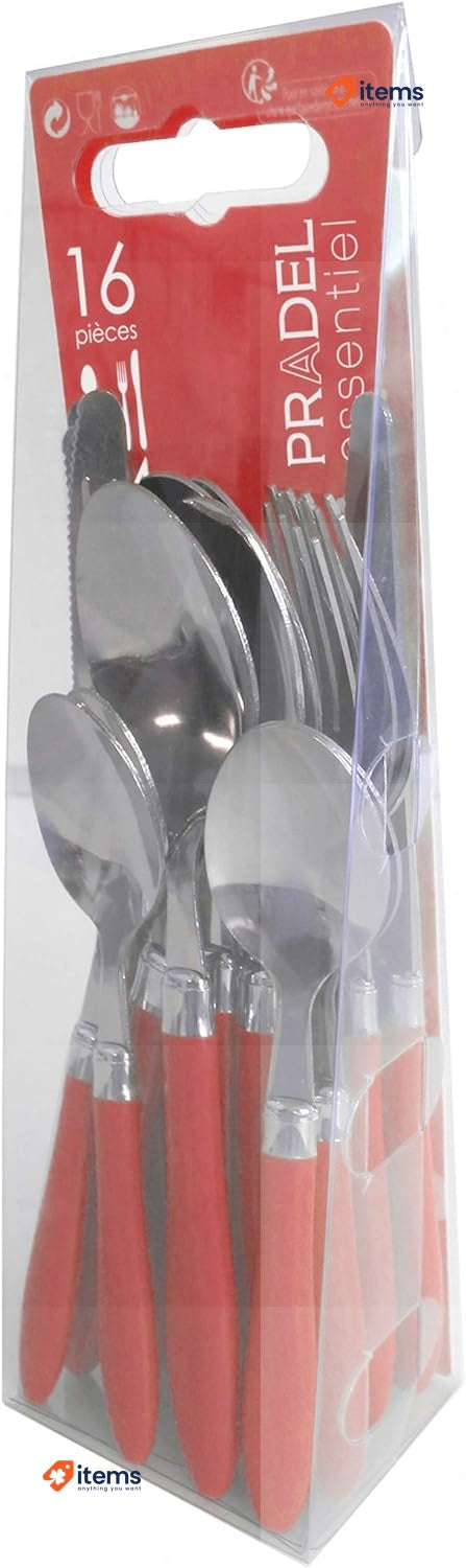 Amefa Reglisse Cutlery, Stainless Steel 8x6x27 Cm Red Pack Sets 16