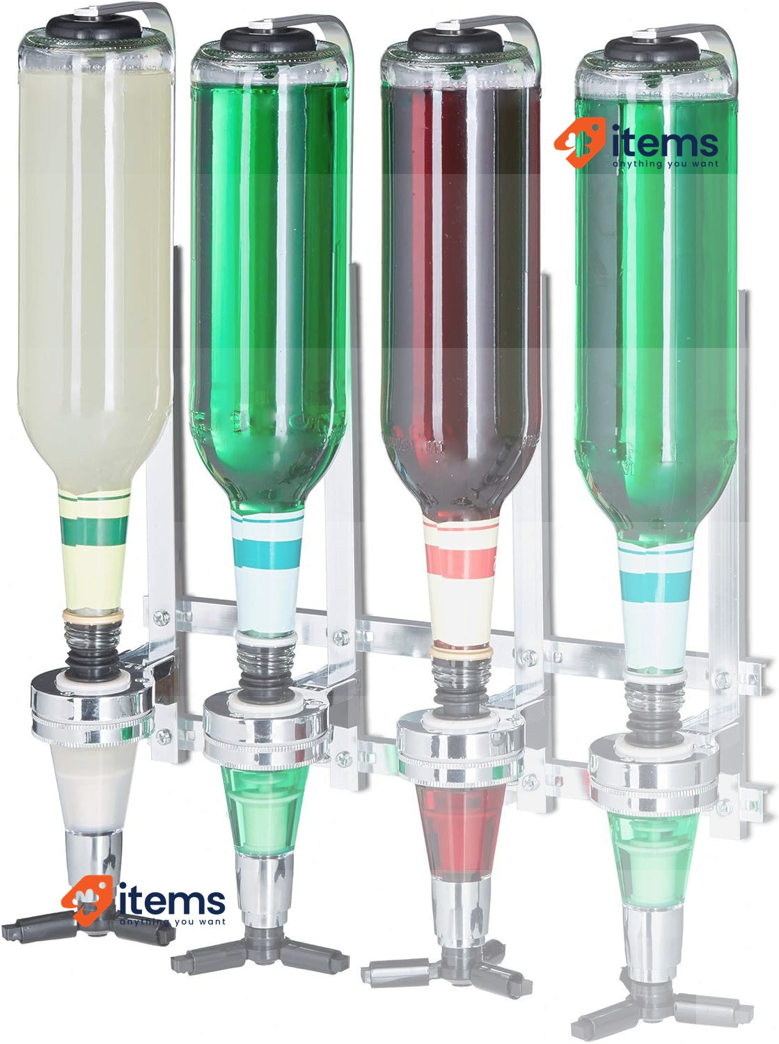 Relaxdays Wall Bottle Holder, Size: 36 x 35.5 x 11 cm, for 4 Bottles Silver