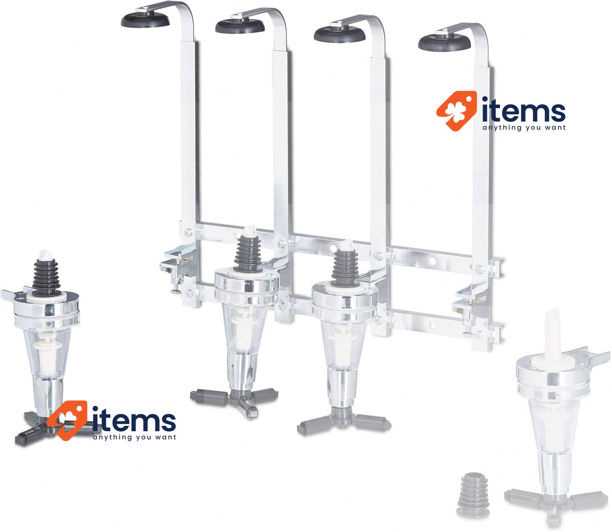 Relaxdays Wall Bottle Holder, Size: 36 x 35.5 x 11 cm, for 4 Bottles Silver