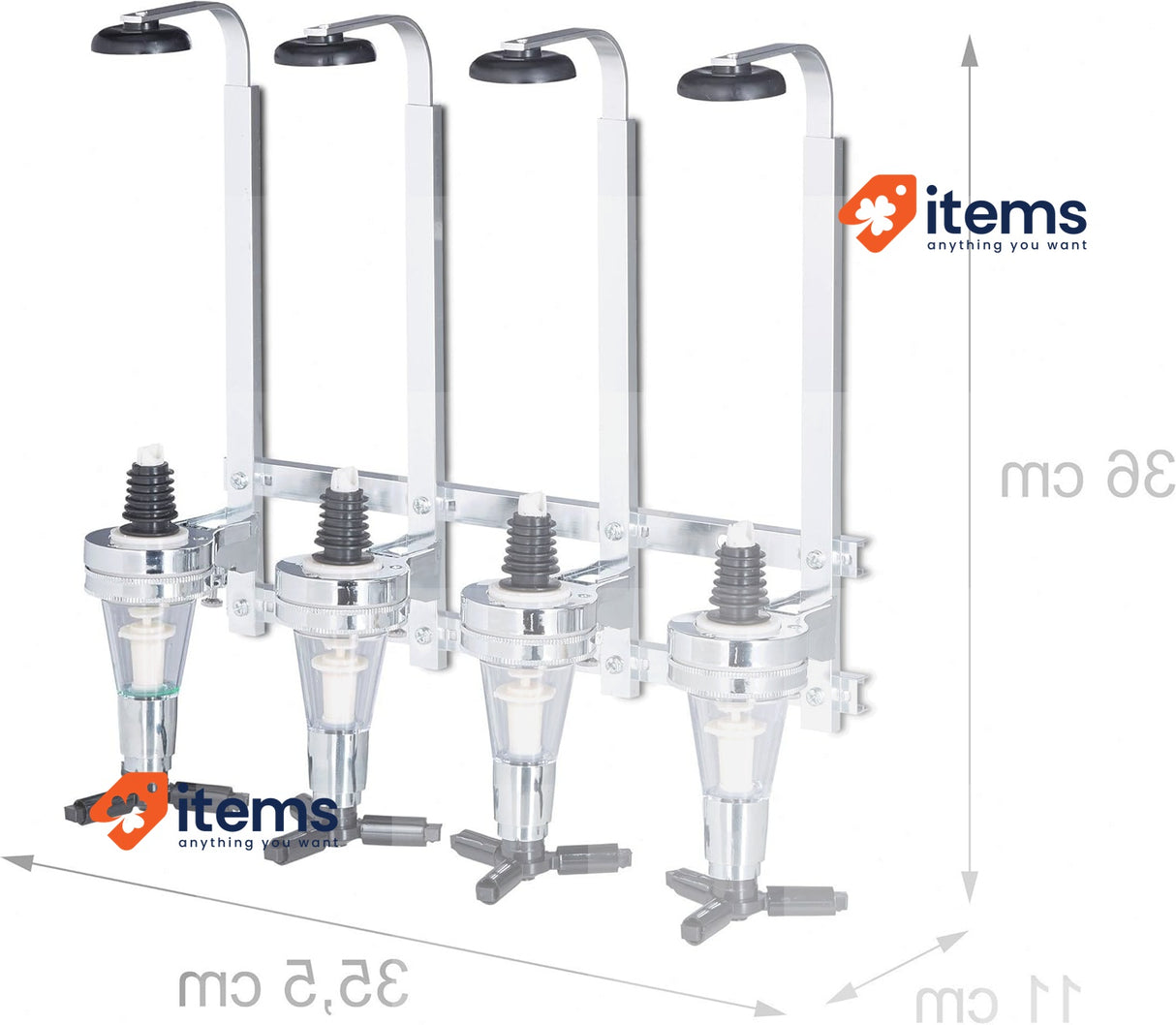 Relaxdays Wall Bottle Holder, Size: 36 x 35.5 x 11 cm, for 4 Bottles Silver