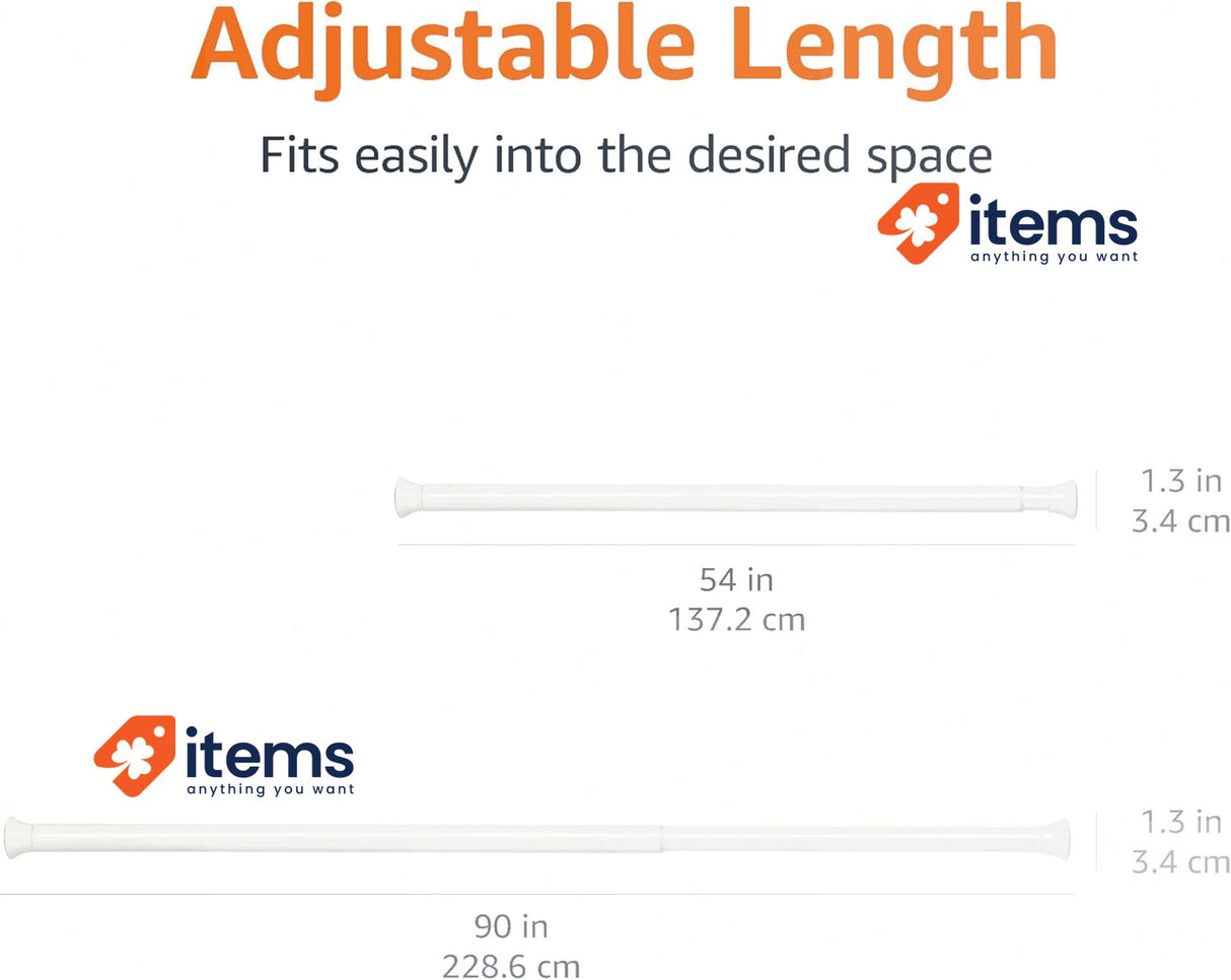 Amazon Basics Shower Curtain Tension Rod Extendable - 137 To 229 Cm White, 229CM