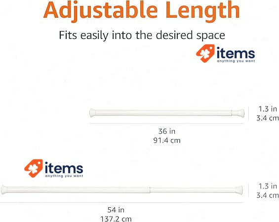 Amazon Basics Shower Curtain Tension Rod - 91 To 137 Cm White 137CM Extendable