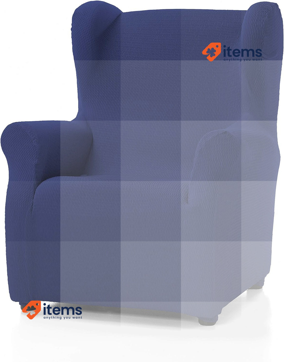 Martina Home Armchair Cover, Fabric, Navy, Wingchair Slip Covers