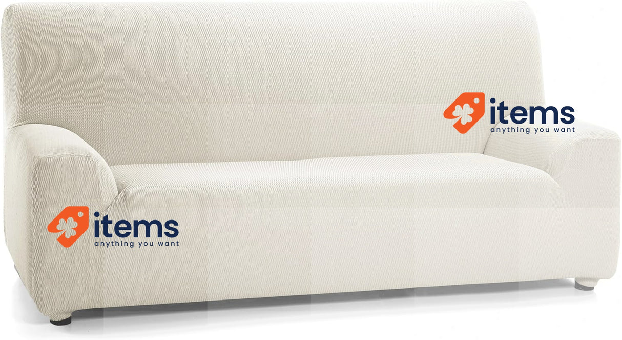 Martina Home Tunez Elastic Sofa Cover, Fabric, Ivory, 3-Seater (170 to 220 cm)