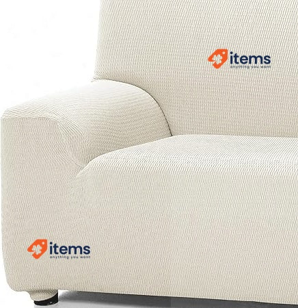 Martina Home Tunez Elastic Sofa Cover, Fabric, Ivory, 3-Seater (170 to 220 cm)
