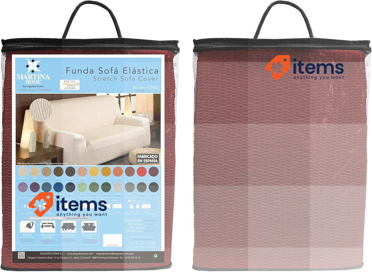 Martina Home - 3 Seat Elastic Cover For Sofa, Model Tunis, 180 To 240 Cm 3-Seat