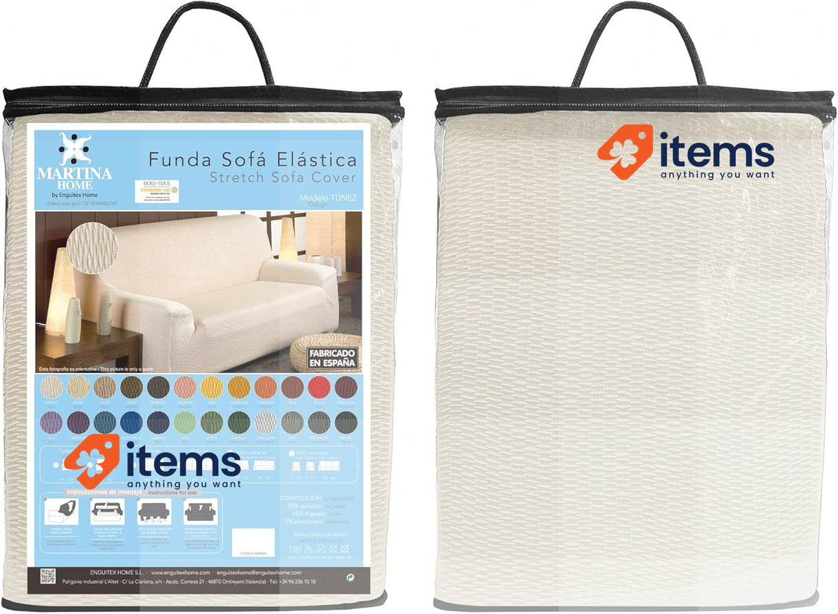Martina Home Tunisian Model 4-Seat Elastic Cover from 240 to 270cm Ivory Color