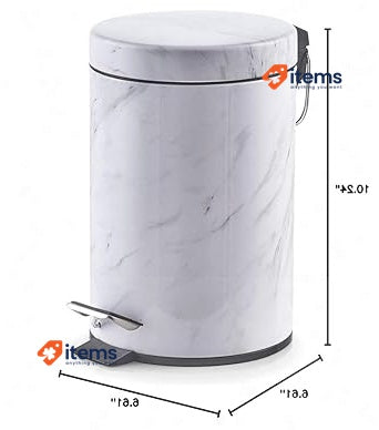Zeller 18207 Pedal Bin With Metal Decoration, 16.8 X 26 Cm White