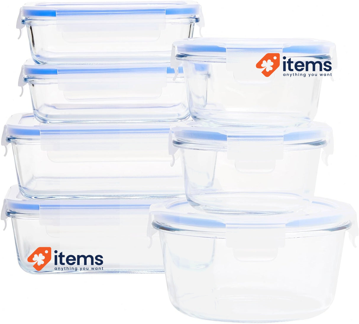 Amazon Basics Leak-Proof Glass Locking Lids Food Storage Containers, 14-Piece