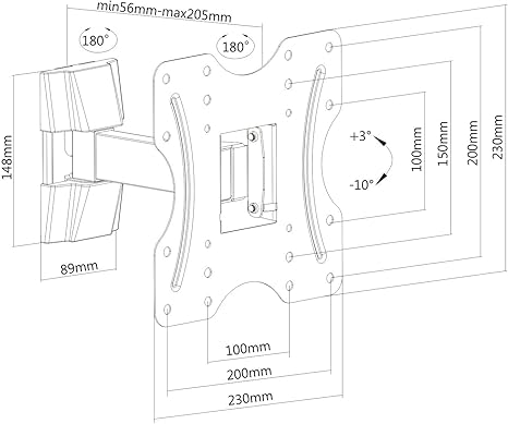 PureMounts FM10-200 Wall TV mount 58-107cm (23-42") Black