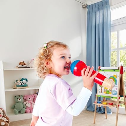 Hape Mighty Echo Microphone | Battery-Free Voice Amplifying Microphone Toy Red