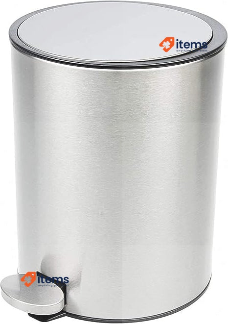 Bamodi Rubber Cube With Premium Pedal Small Bathroom Bins Lid 3L Silver - 3 L