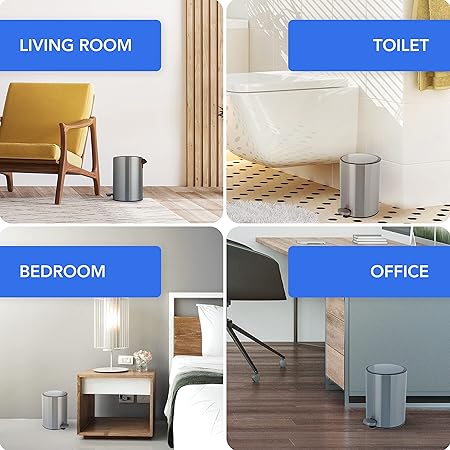 Bamodi Bathroom Bin with Lid 3L Silver