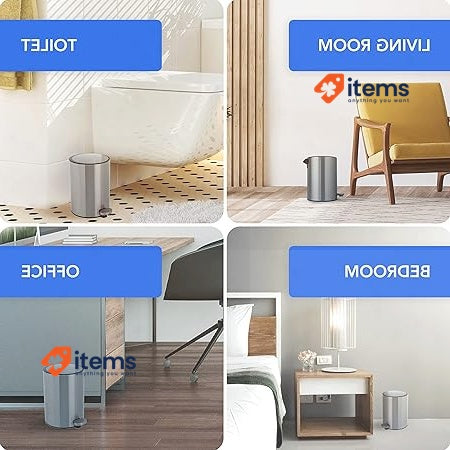 Bamodi Rubber Cube With Premium Pedal Small Bathroom Bins Lid 3L Silver - 3 L