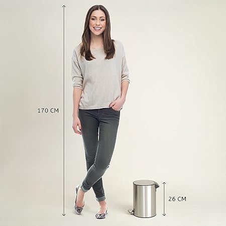 Bamodi Bathroom Bin with Lid 3L Silver