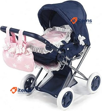 La Nina 60417 Small Carlota Marine Stroller(37X65X44 Cm) Dolls, Pink Trolley