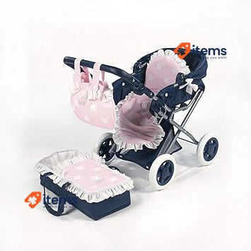 La Nina 60417 Small Carlota Marine Stroller(37X65X44 Cm) Dolls, Pink Trolley