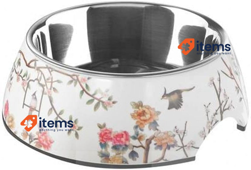 HUNTER Melamine Mogami Feeding Bowl, 700 ml, Medium, White/Multicolor