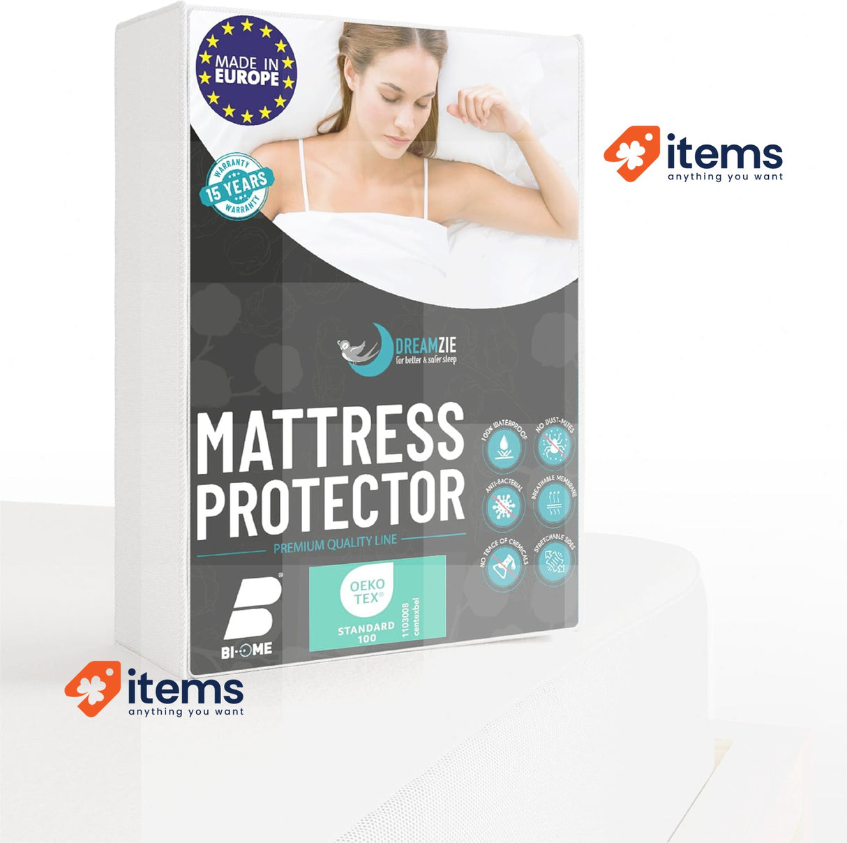 Dreamzie Waterproof King Size Mattress Protector 150 Oeko Tex 5ftx6ft 6" 28cm