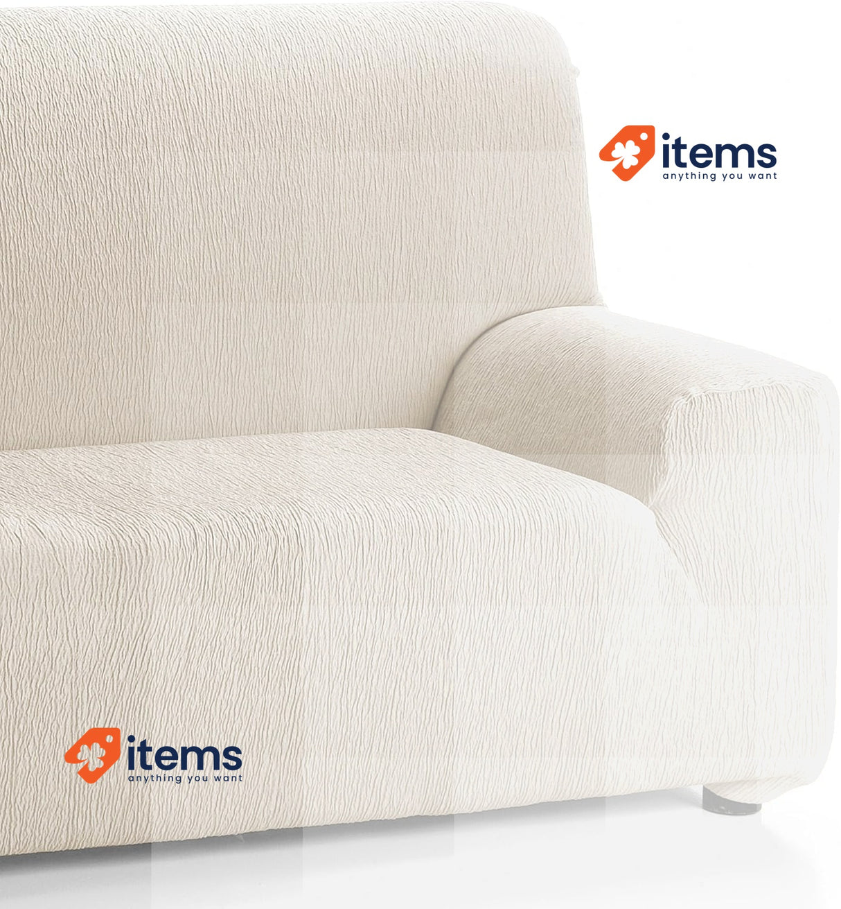 Martina Home 3 Seater Stretch Sofa Cover, Ivory White Plazas 170 A 220 Cm