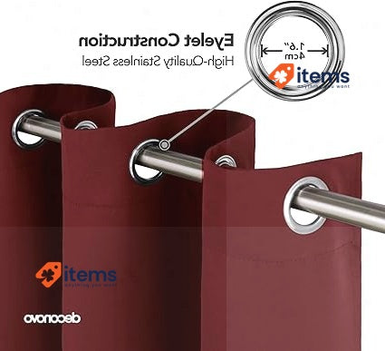 Deconovo Christmas Decorations Eyelet Blackout Curtains 55 X 102 Drop Red Inch