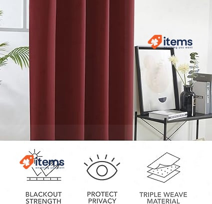 Deconovo Christmas Decorations Eyelet Blackout Curtains 55 X 102 Drop Red Inch