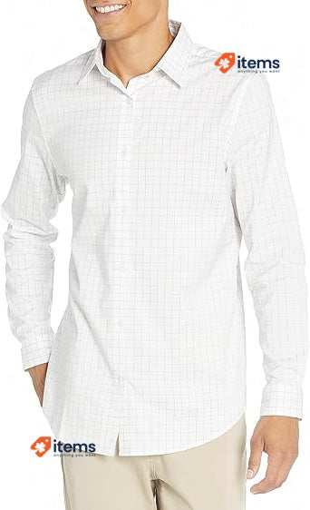 Amazon Essentials Men's Slim - Fit Long Sleeve Stretch Dress Shirt Medium Blue