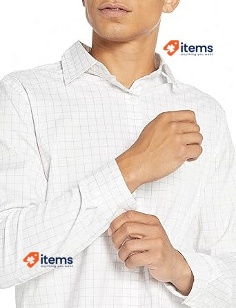 Amazon Essentials Men's Slim - Fit Long Sleeve Stretch Dress Shirt Medium Blue