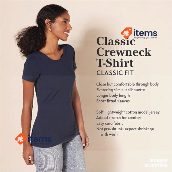 Amazon Essentials Women s 2-Pack Classic-Fit Crewneck T-Shirt, Black, X-Large XL