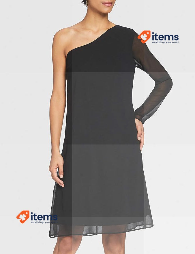 TRUTH & FABLE Women's Chiffon One - Shoulder Dress Black 38 Amazon Womens Maxi