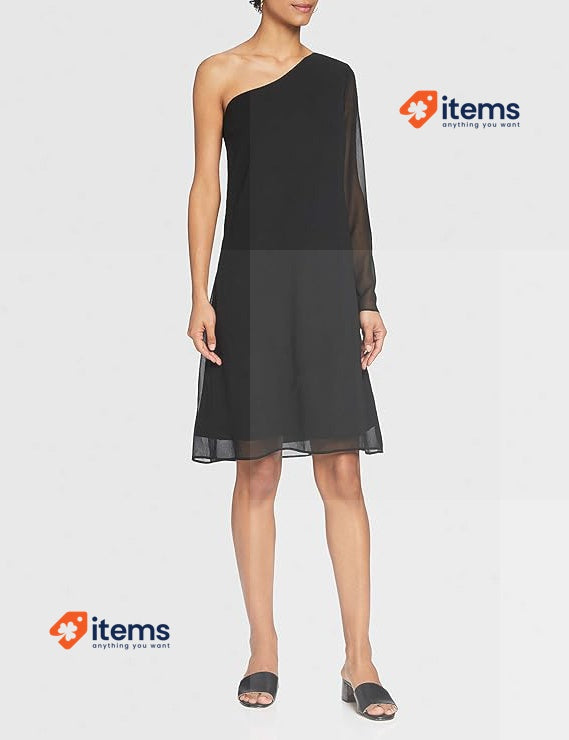 TRUTH & FABLE Women's Chiffon One - Shoulder Dress Black 38 Amazon Womens Maxi