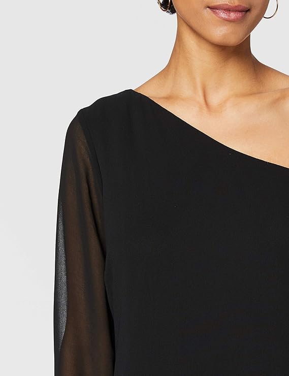 TRUTH & FABLE Women's Chiffon One-Shoulder Dress Black 38