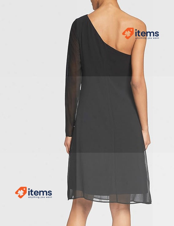 TRUTH & FABLE Women's Chiffon One - Shoulder Dress Black 38 Amazon Womens Maxi