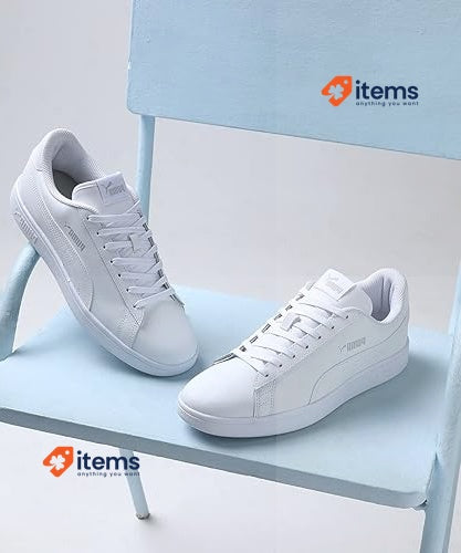 PUMA Smash V2 Low-Top Sneakers Unisex-Adult White 43 EU White-Puma Adults’ 07