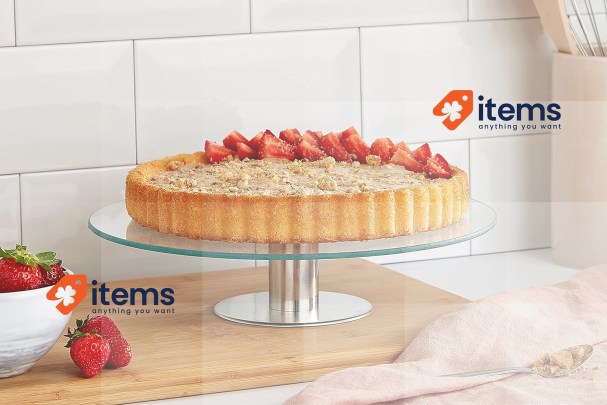 Relaxdays Rotatable cake plate for decorating 30 cm, transparent, 1 piece