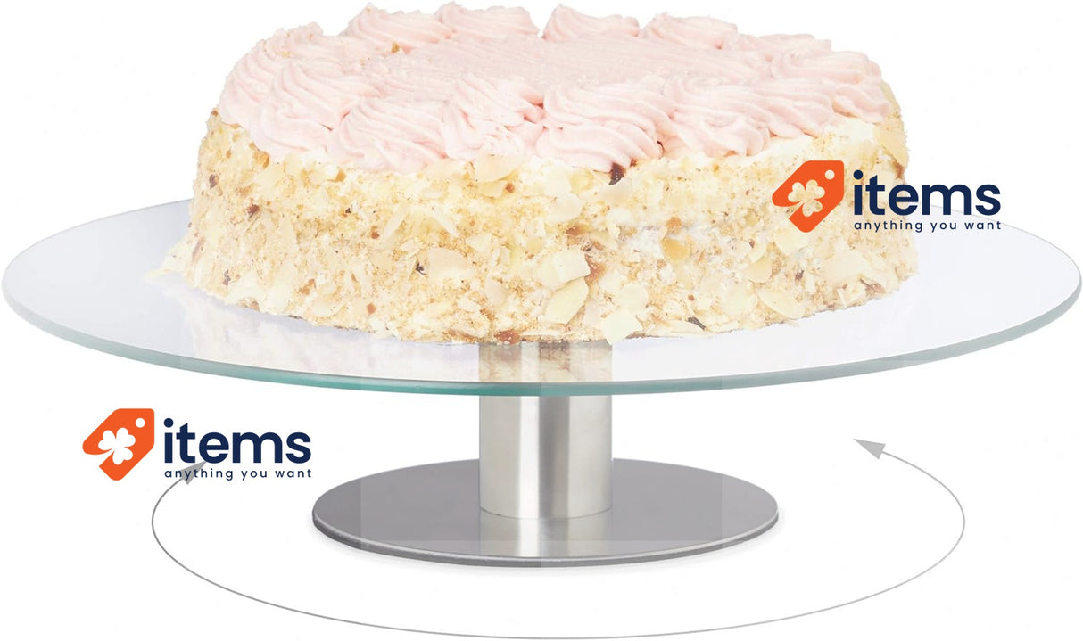 Relaxdays Rotatable cake plate for decorating 30 cm, transparent, 1 piece