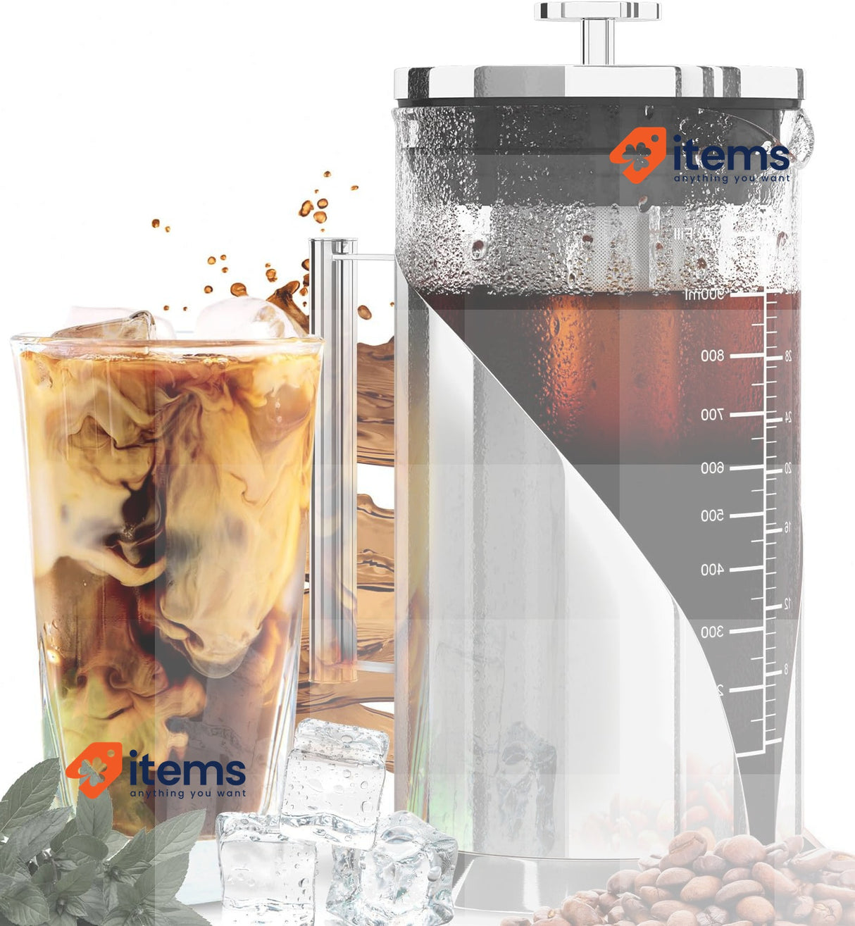 Cafe Du Chateau Espresso Machine, Italien Coffee Maker With Transparent Lid