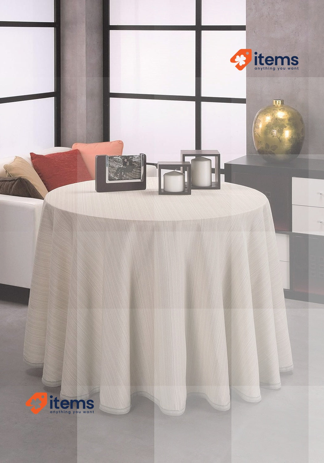 Martina Home Table Skirt Ecru Model Ribera Redonda De Tablecloths 90
