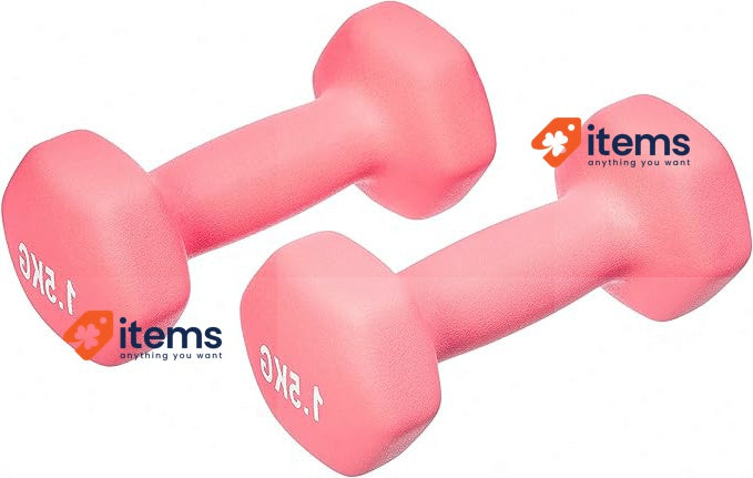 Amazon Basics Neoprene Dumbbell Pair, 1kgs ( 2 Pack of 0.5 kg), Pink 1.5 kg 3kgs