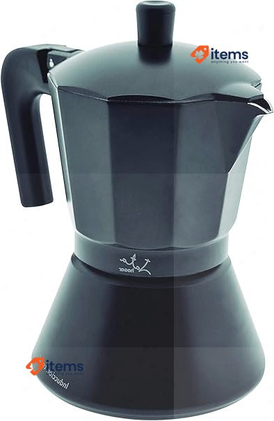 Jata Hogar CFI12 Italian Full Induction Coffee Maker, Aluminium, Black 24.5 cm