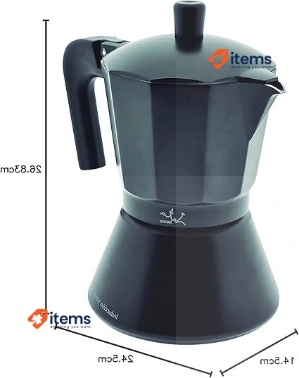 Jata Hogar CFI12 Italian Full Induction Coffee Maker, Aluminium, Black 24.5 cm