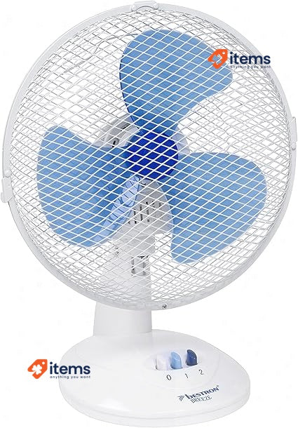 Bestron Mobile Table Fan Ø 27cm, Small 2 Speed Levels & 75° White Cm Oscillation